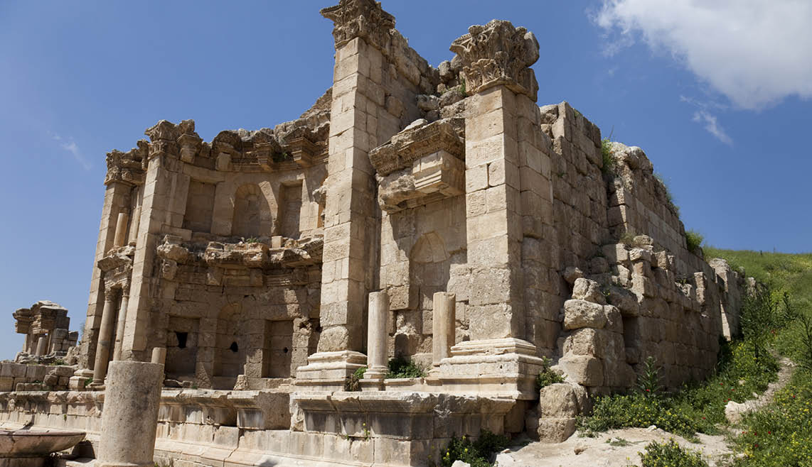 “Temple of the Nymphs in Jerash, Jordan."