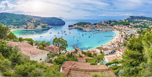 Panoramic view of Porte de Soller, Palma Mallorca, Spain