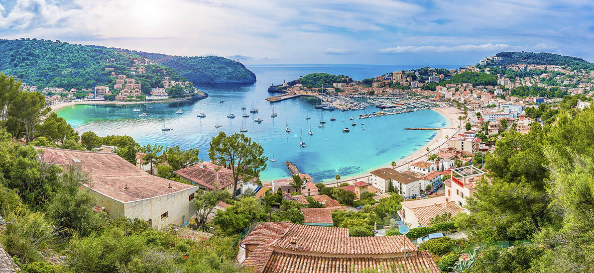 Panoramic view of Porte de Soller, Palma Mallorca, Spain
