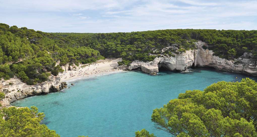 Cala mitjana beach view on menorca balearic island in Spain