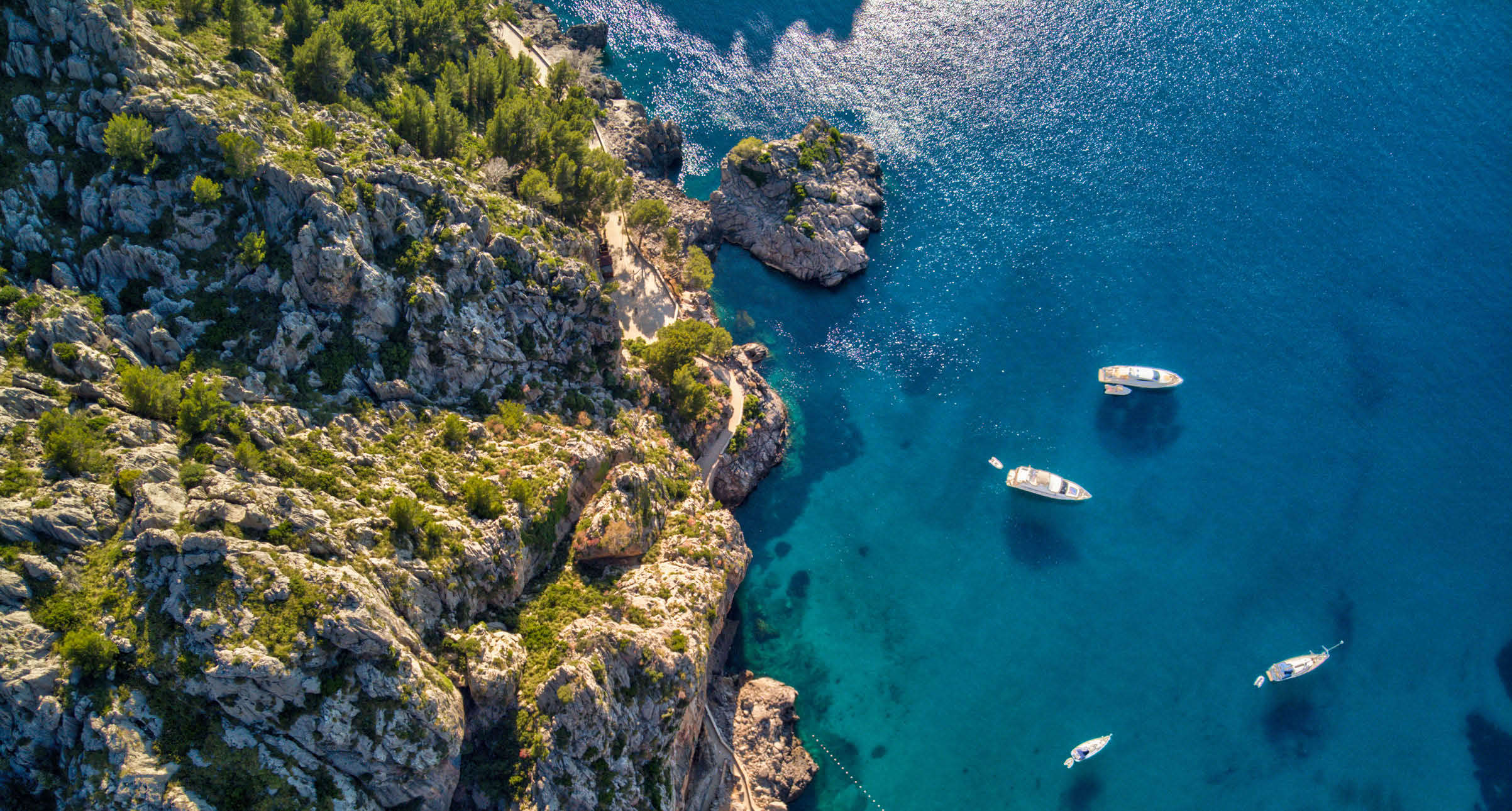 Aerial view of Sa Calobra beach in Mallorca - Spain