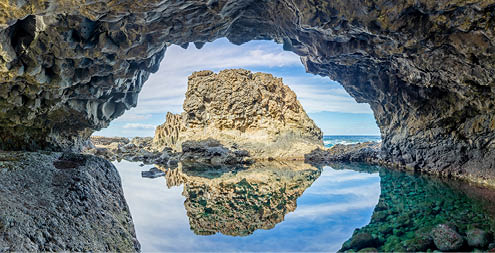 Volcanic Cavern at beach Charco Azul - El Hierro, Canary Islands