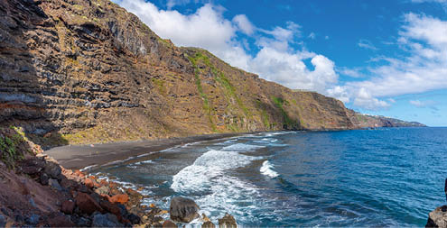 Panoramic from above the Nogales beach in the east of La Plama Island, Canary Islands. Spain
