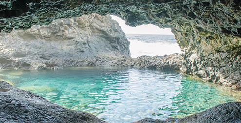 Charco Azul, Blue Pool, a natural pool with turquoise water in El Hierro, Canary islands, Spain.