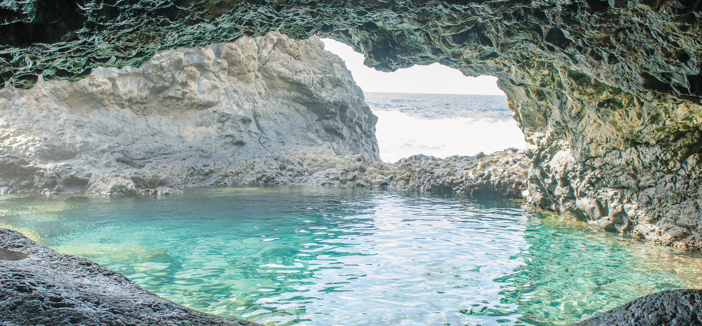 Charco Azul, Blue Pool, a natural pool with turquoise water in El Hierro, Canary islands, Spain.