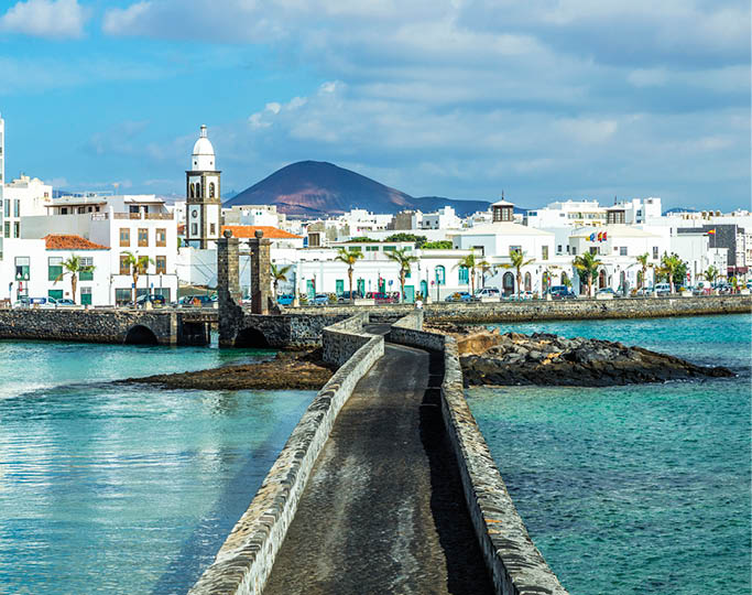 sea view at Castle of San Gabriel and Arrrecife, Lanzarote, Canary Islands, Spain