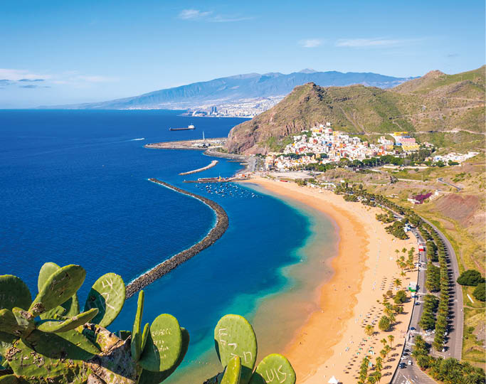 The Playa de Las Teresitas is a beach north of the village of San Andr s municipality of Santa Cruz de Tenerife in Tenerife, Spain. It is one of the most popular beaches of the Canary Islands, and is one of the few on Tenerife that do not have the black, volcanic sand that most of the rest of the Canary Islands have.