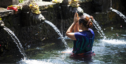 Tirta Empul Temple is a Hindu temple in the middle of Bali Island, Indonesia, famous for its holy water where Hindu Bali people go for purification.