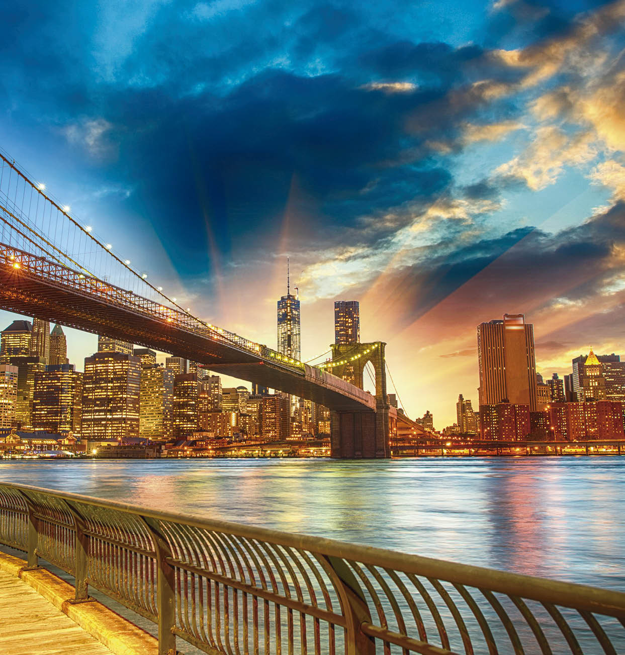 Manhattan, New York City  Spectacular sunset city view 