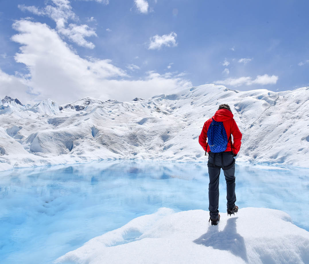 Walking girl in perito moreno