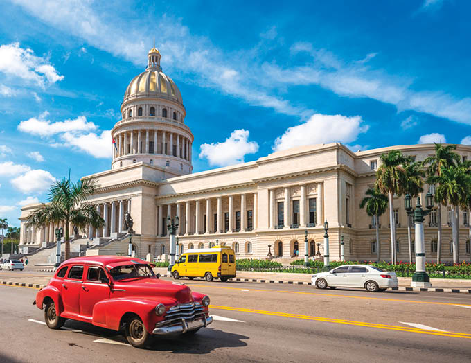 National Capitol Building and vintage in havana, cuba