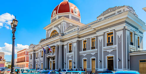 Central square wit red dome palace, Cienfuegos, Cuba