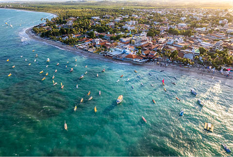 Aerial view of Porto de Galinhas beaches, Pernambuco, Brazil  Natural pools  Fantastic vacation travel  Great beach scene 