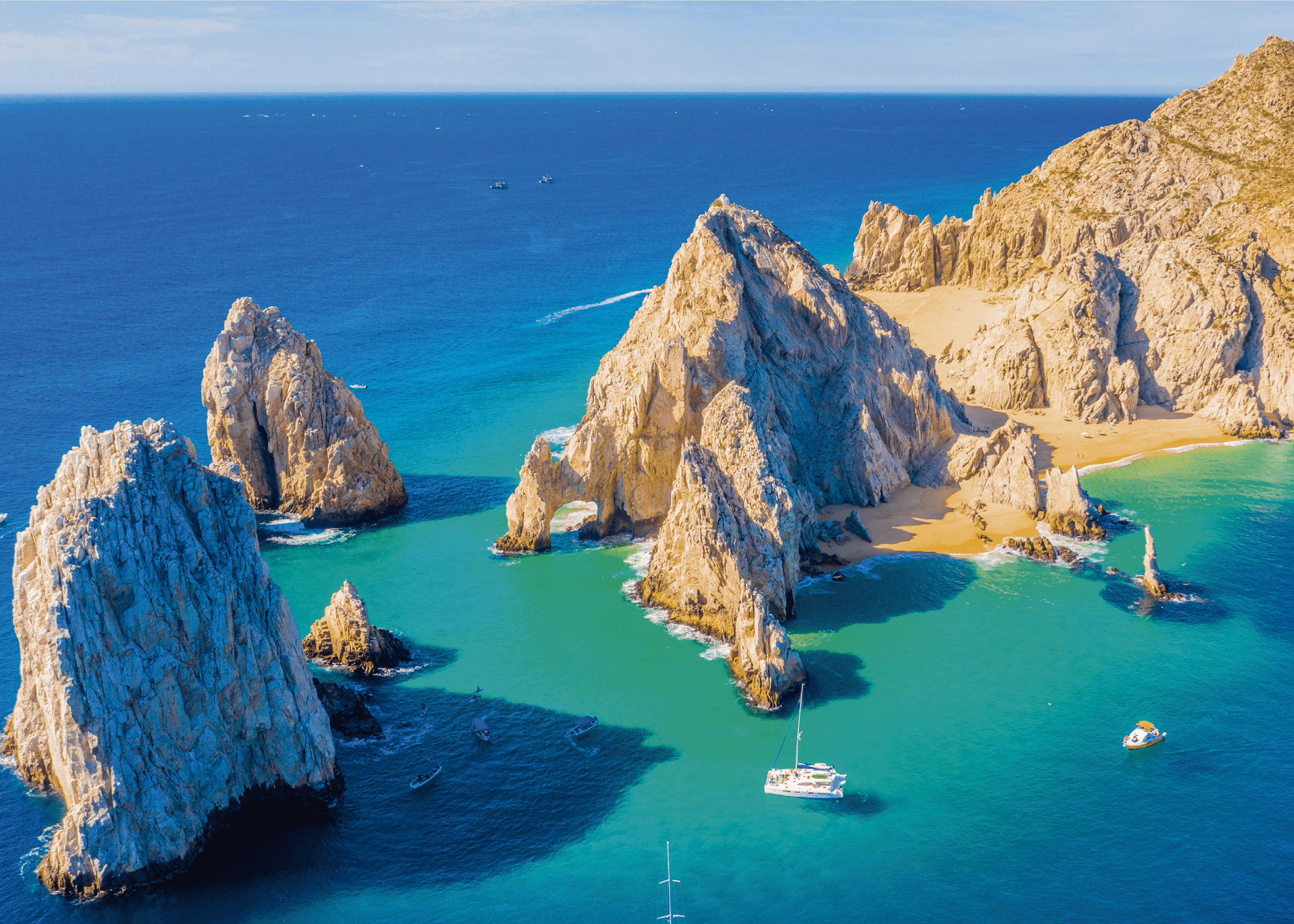 El Arco de Cabo San Lucas, Baja California Sur, Mexico; aerial view of Lands End, the southernmost tip of the Baja California peninsula