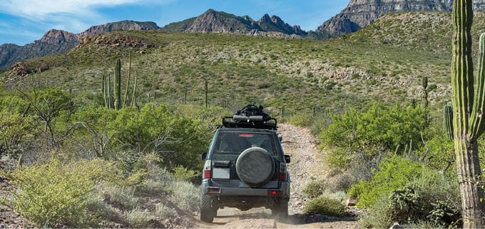 offroad driving in Mexico baja california landscape beautiful colors panorama desert road
