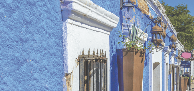 Colourful houses in San Jose del Cabo, Mexico 