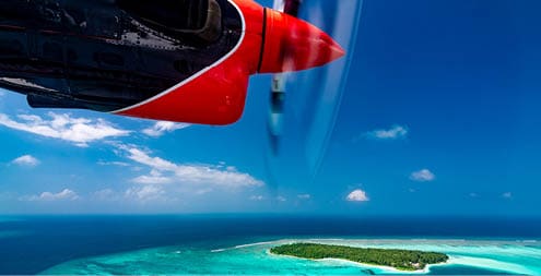 Flying over Dhaalu atoll Maldives 