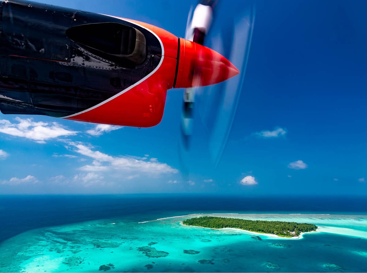 Flying over Dhaalu atoll Maldives 