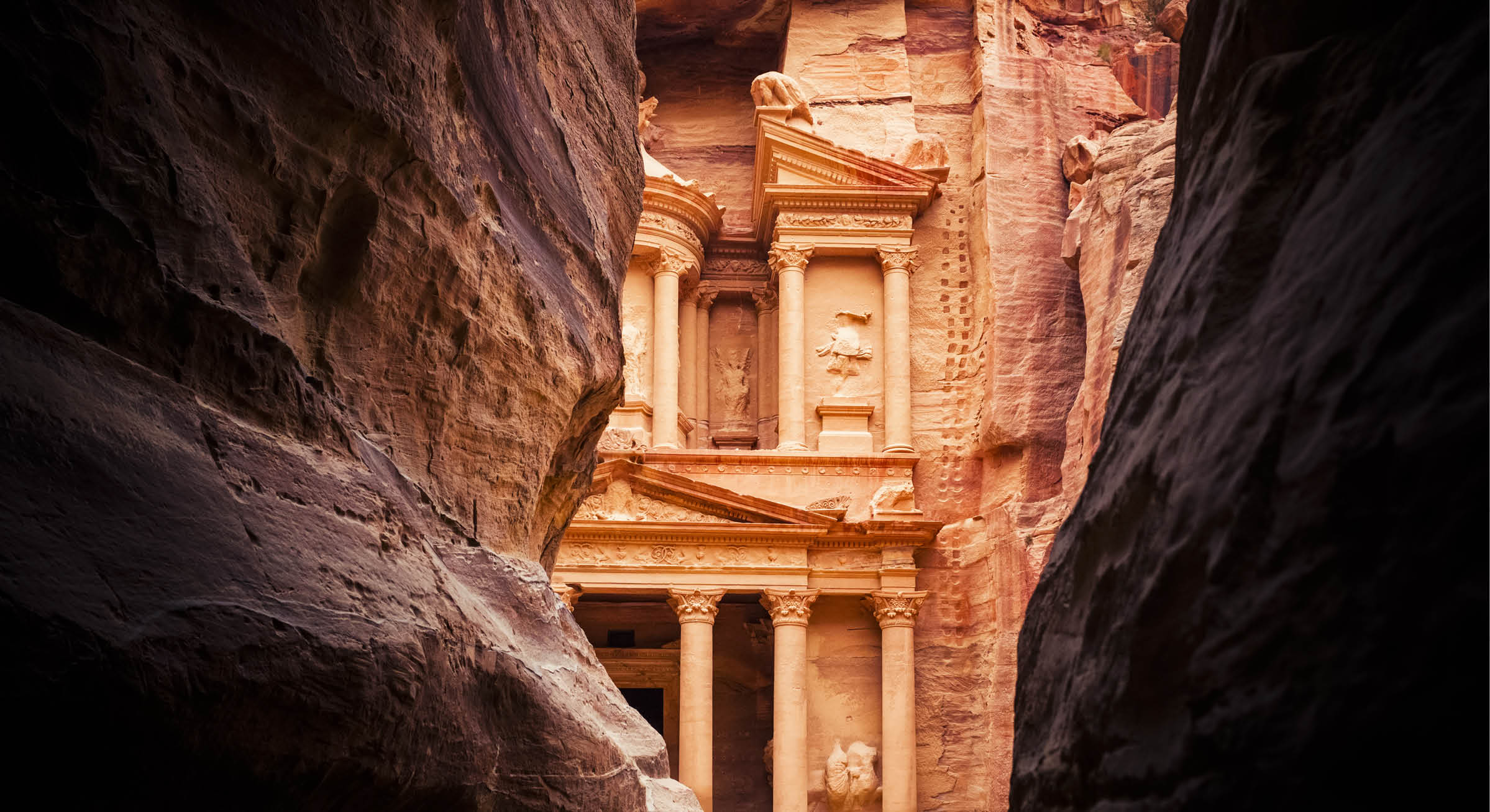 The end of the Siq, with its dramatic view of Al Khazneh (“The Treasury") 