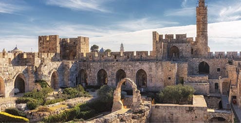 Ancient citadel and Tower of David in Jerusalem, Israel.