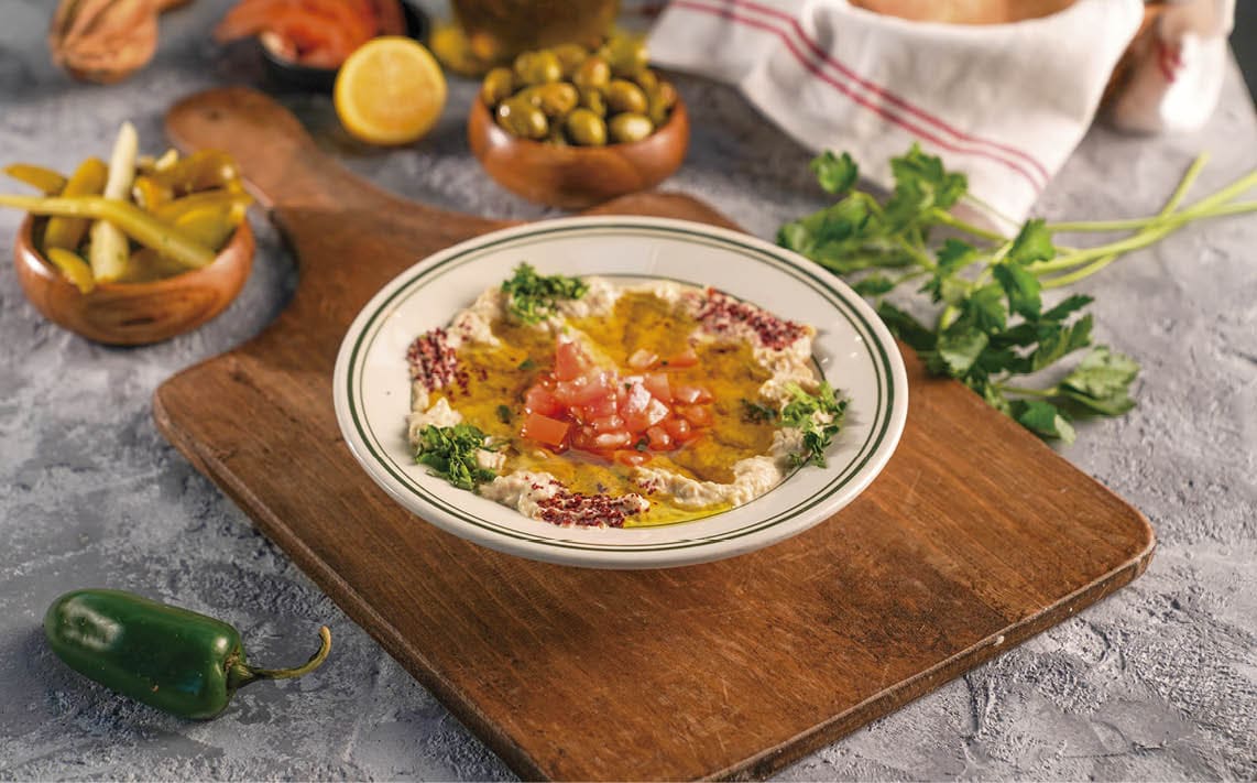 Mutabal has only roasted eggplant, tahini, olive oil, parsley and garlic
