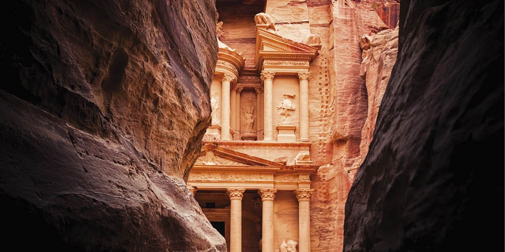 The end of the Siq, with its dramatic view of Al Khazneh (“The Treasury") 
