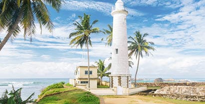 Galle Fort Lighthouse, Sri Lanka. Blue sky with clouds on the background. Shot with Canon 5D mk III